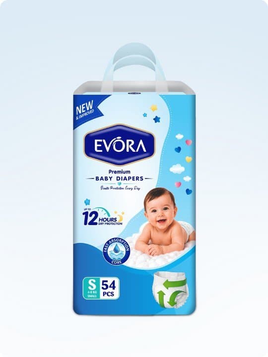 Evora Premium Baby Diaper Small 54 pcs